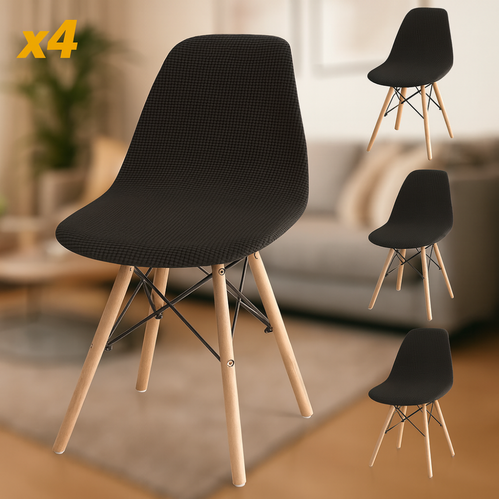 Housses de chaise en velours Jacquard extensibles lavables (lot de 4)