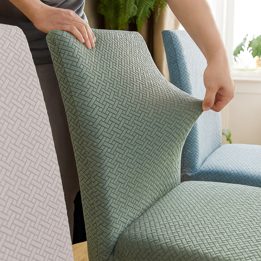 Housses de chaise en velours extensibles lavables (lot de 4)