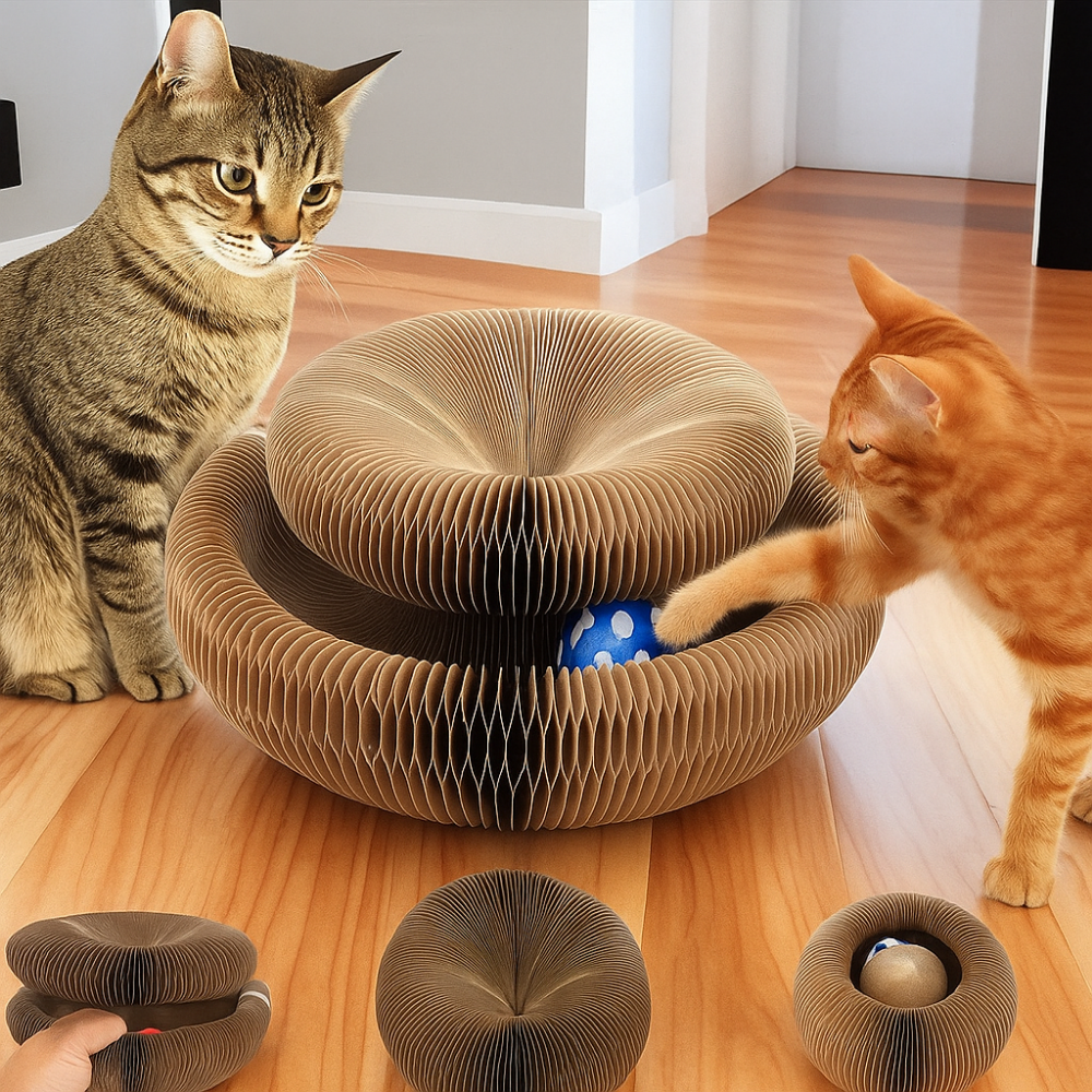 Griffoir en carton modulable et jouet d’intérieur