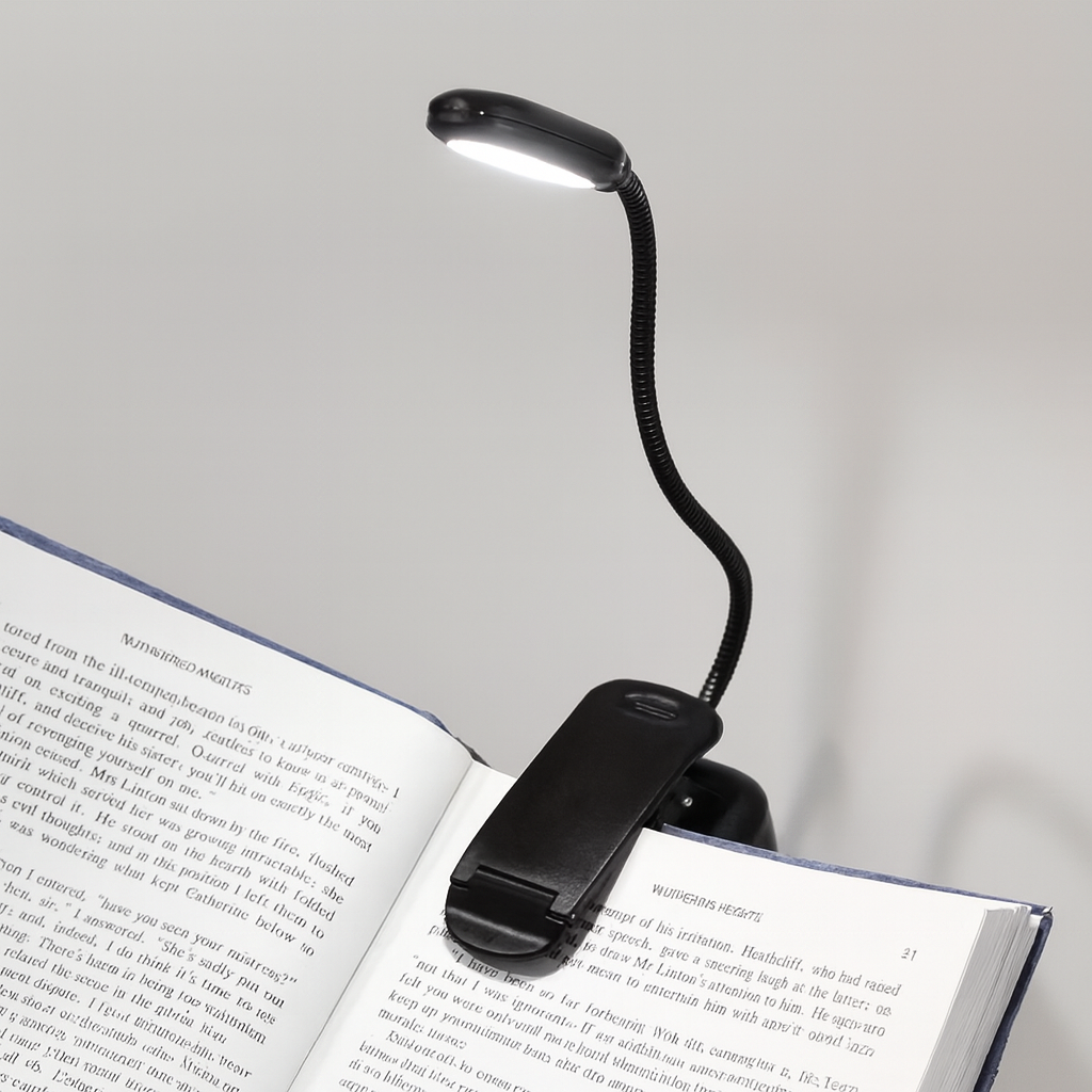 LumiClip | Lampe de lecture LED à pince réglable – Livre, bureau et chevet