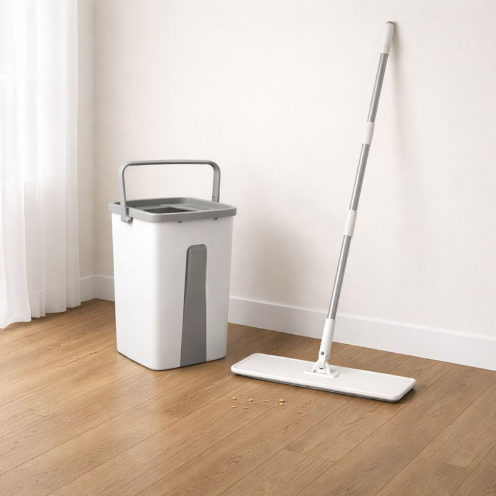 Cleanéo – Serpillière avec seau essoreur 360° pour sols humides et secs