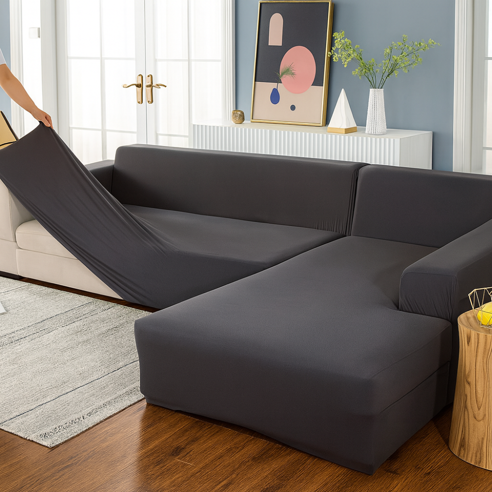 Housse extensible pour canapé d'angle – Lot de 2