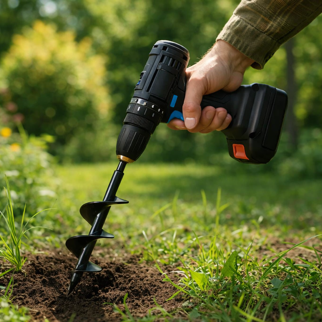 Foret de Terre pour Perceuse Jardin – Tarière Hélicoïdale Plantation Bulbes Piquets Sol