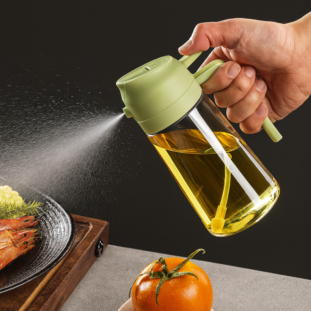 Vaporisateur d’huile d’olive 2 en 1 | Spray et verseur pratique pour cuisson, salade et barbecue