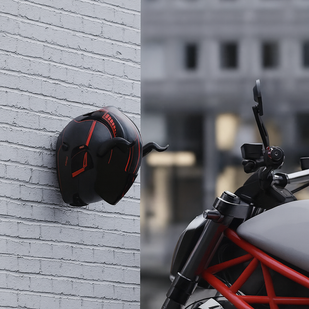 Crochet mural porte-casque moto polyvalent