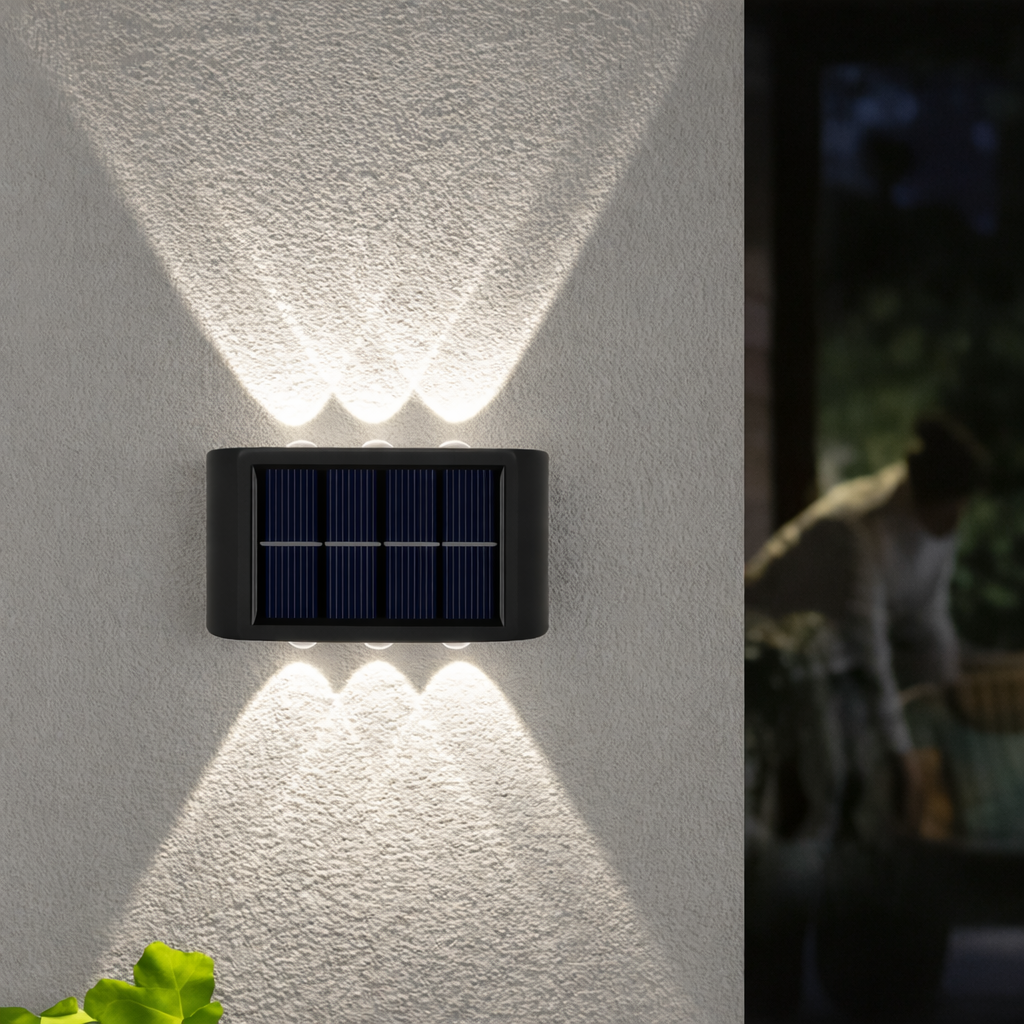 Lot de 2 Lampes Solaires Murales LED Extérieures IP65 Étanches – Éclairage Mural Jardin Façade Terrasse