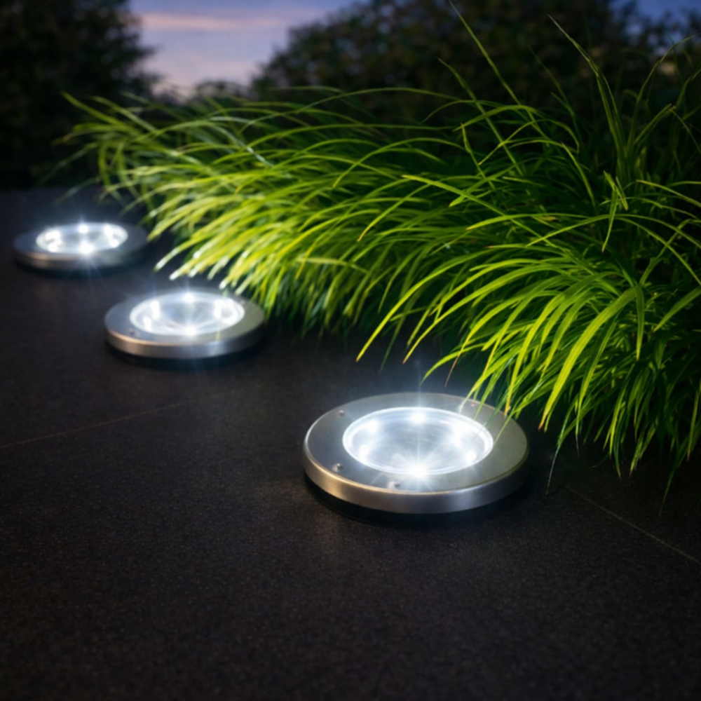 Spot Solaire Encastrable Extérieur LED Étanche – Éclairage au Sol pour Marches, Allées et Terrasse – Rechargeable Solaire