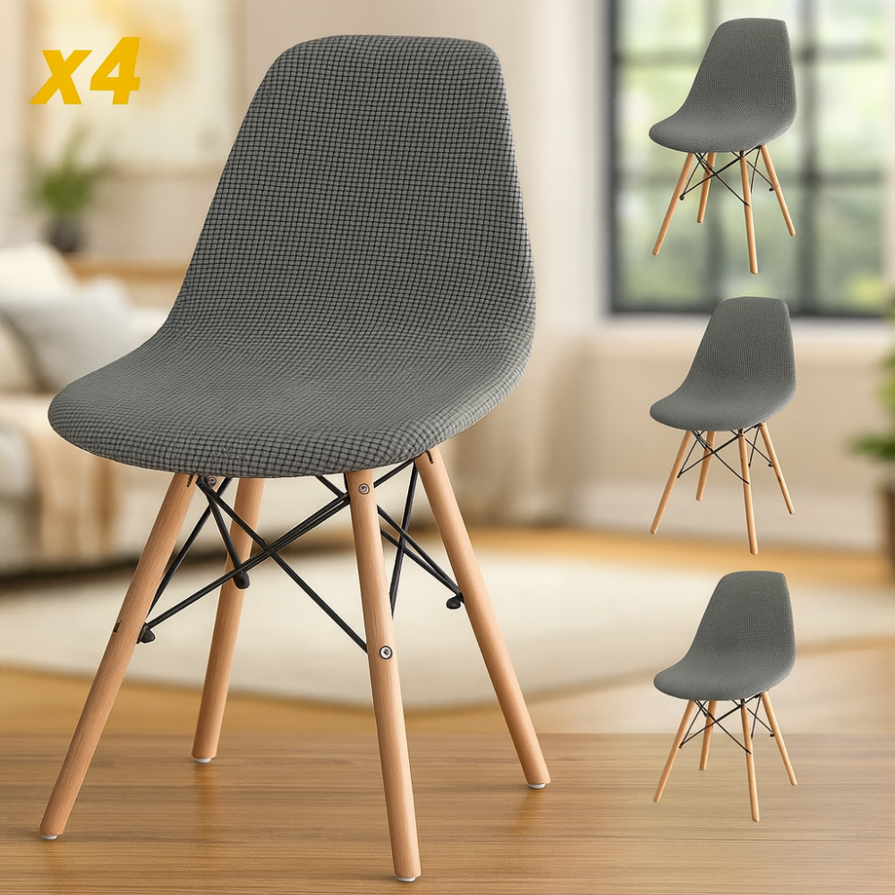 Housses de chaise en velours Jacquard extensibles lavables (lot de 4)