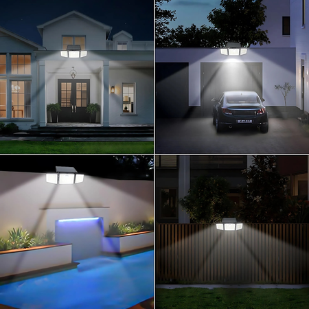 Lampe Solaire Sécurité 3 Têtes LED avec Détecteur de Mouvement – Projecteur Extérieur Étanche IP65, Autonomie 12h