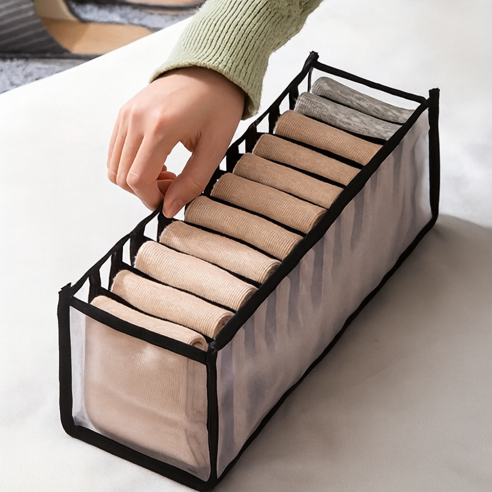 Organisateur de sous-vêtements pliable 11 compartiments