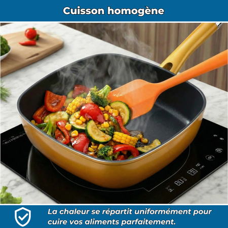 TitaneCook | Poêle Antiadhésive en Titane 30cm | Cuisine Saine Facile | Compatible Induction Gaz