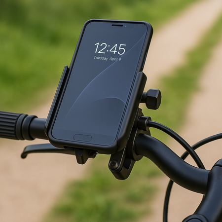 Support téléphone vélo aluminium 360° – Fixation GPS anti-vibrations universelle