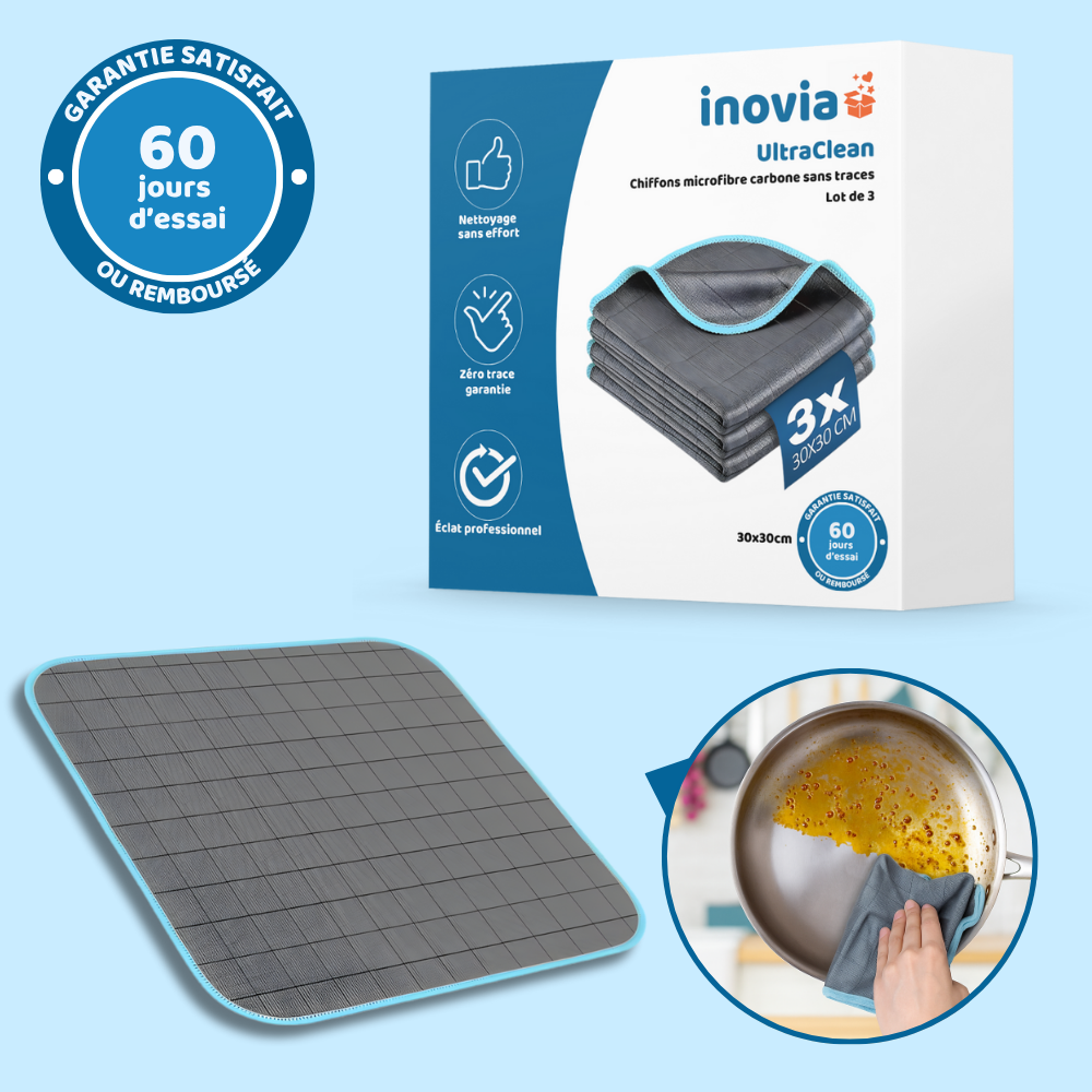 Chiffons microfibre en carbone pour maison – Lot de 3, nettoyage sans traces vitres & surfaces