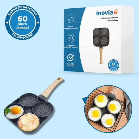 Poêle 4 compartiments antiadhésive pour petits-déjeuners variés