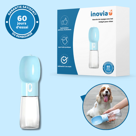Gourde de voyage avec bol intégré pour chien