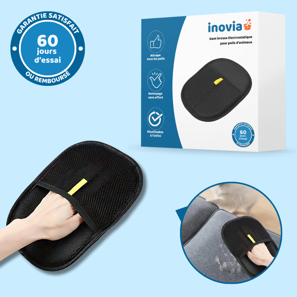 Gant brosse électrostatique pour poils d’animaux