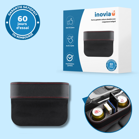 Porte-gobelet voiture double avec rangement intégré