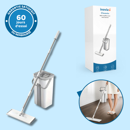 Cleanéo – Serpillière avec seau essoreur 360° pour sols humides et secs