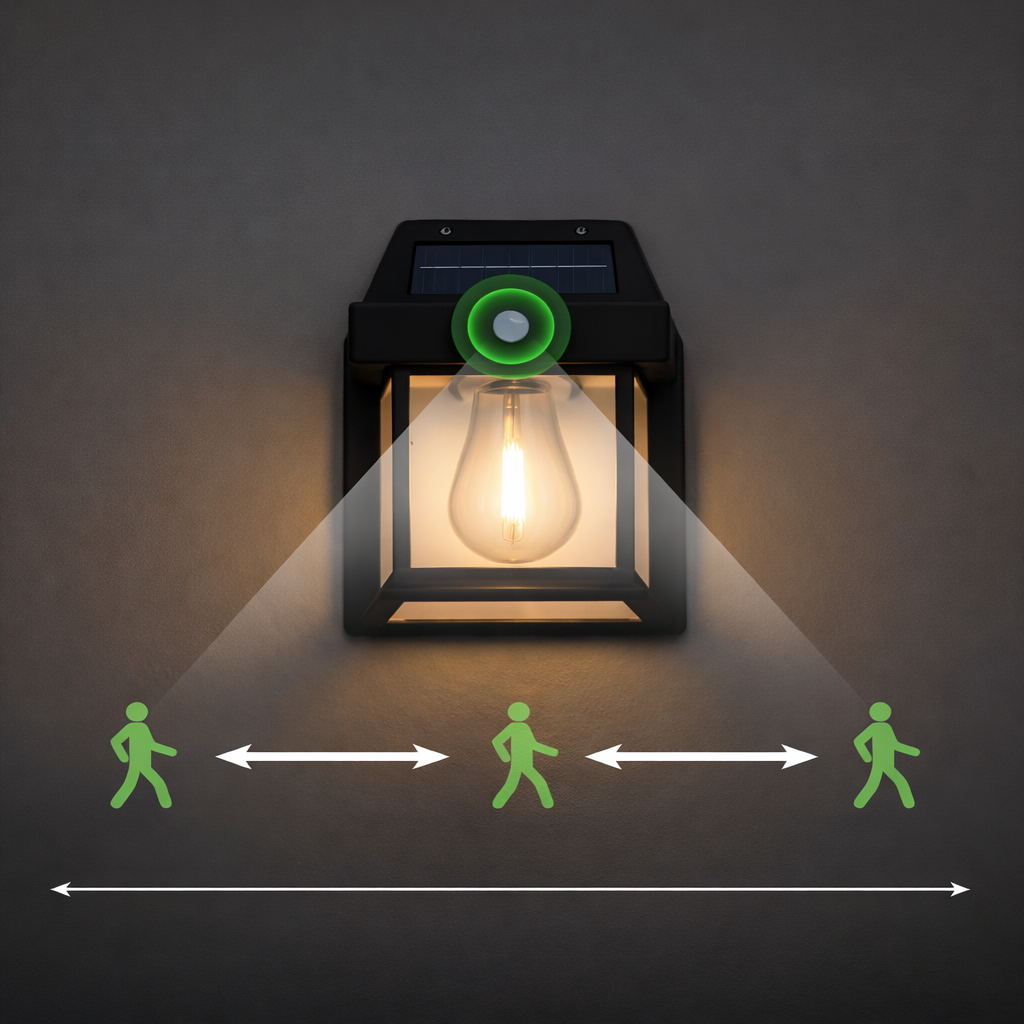Lampe Murale Solaire LED Extérieure Étanche IP65 avec Détecteur de Mouvement