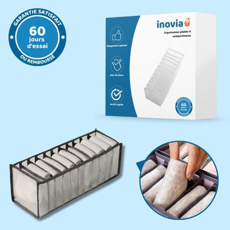 Organisateur de sous-vêtements pliable 11 compartiments