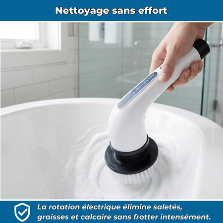 TurboBrush | Brosse de Nettoyage Électrique Rotative 9 en 1 | Nettoyage Facile et Rapide Salle de Bain Cuisine Carrelage
