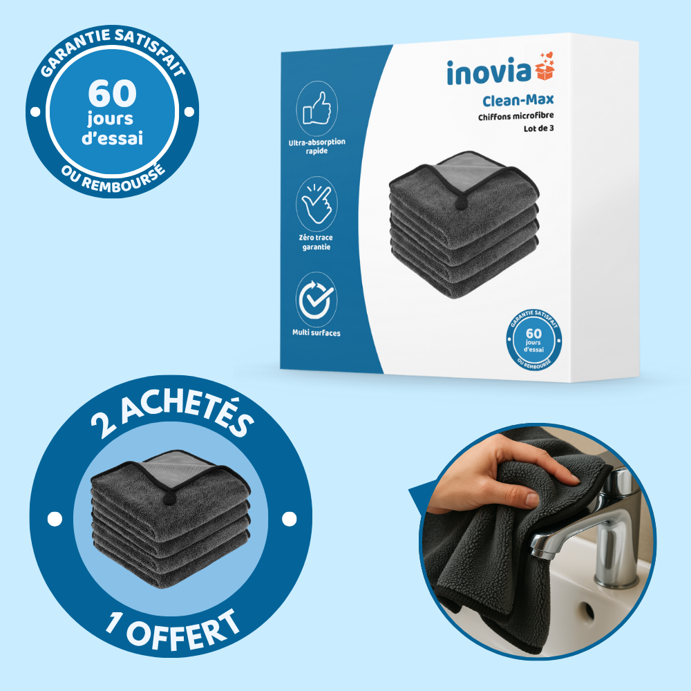 Clean-Max – Chiffon microfibre ultra-absorbant anti-calcaire