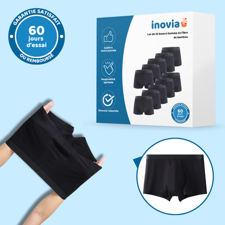 Lot de 10 boxers homme en fibre de bambou
