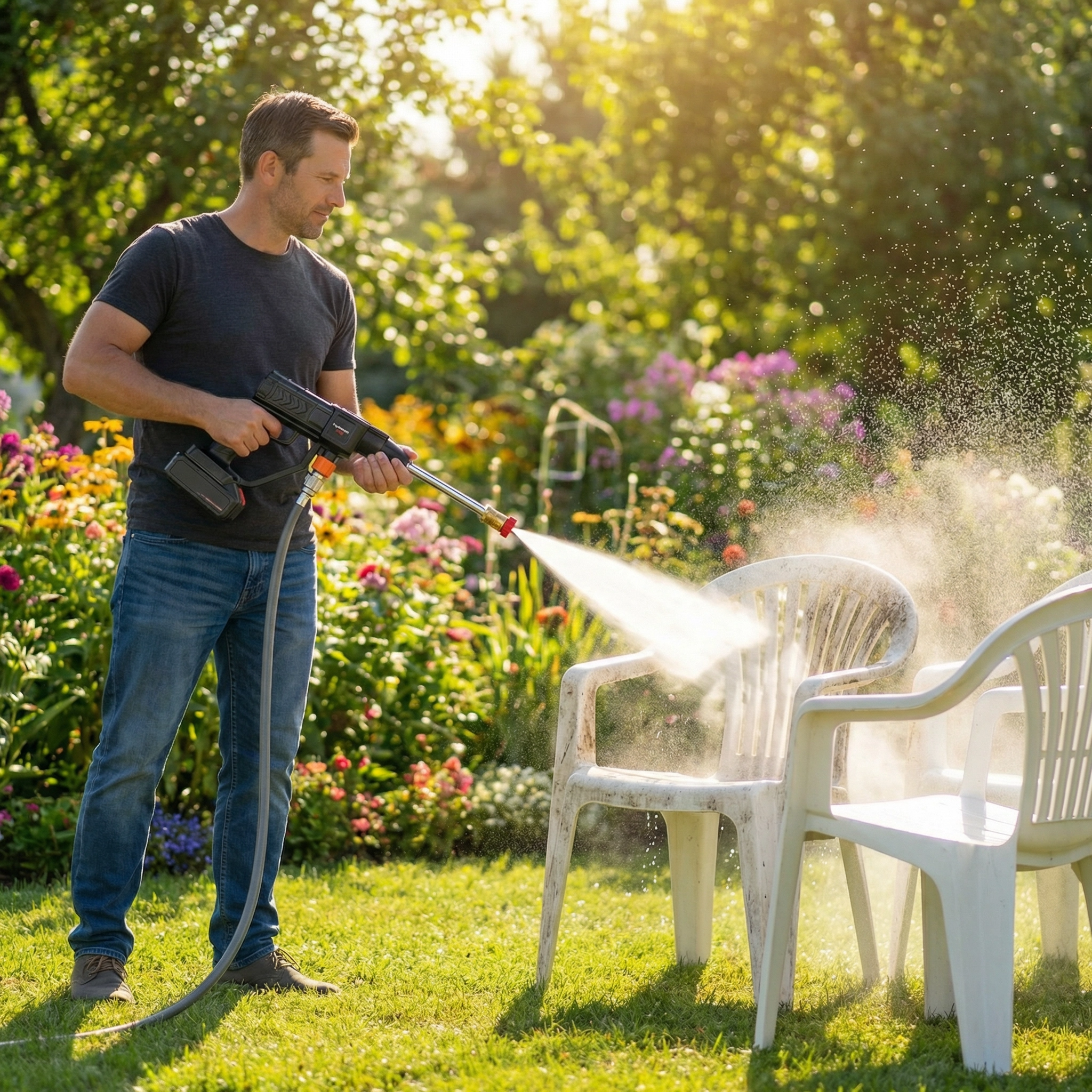 HydroClean PRO | Nettoyeur Haute Pression Électrique 21V Sans Fil | 50 Bars Portable avec Batterie