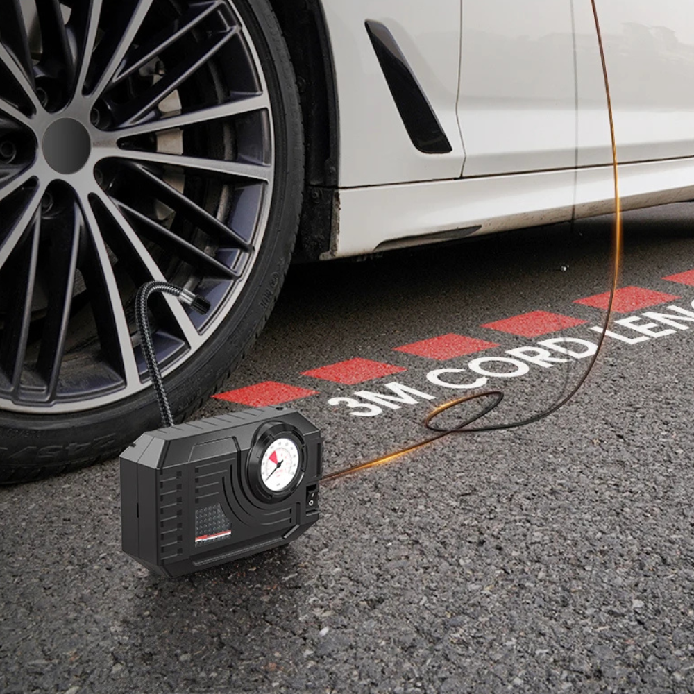 Compresseur d’air portable 12V – Gonfleur pneus voiture moto vélo LED