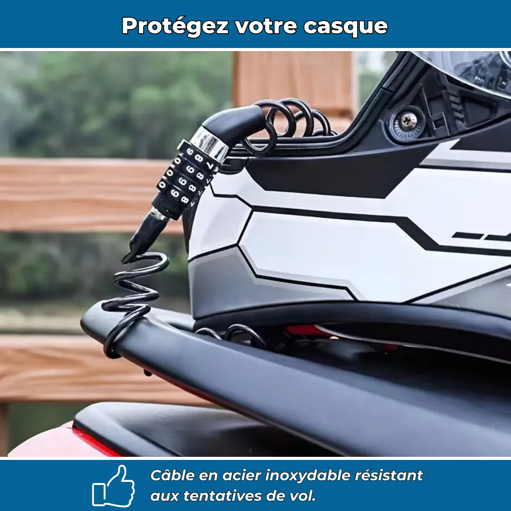Antivol casque moto câble en acier inoxydable