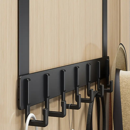 Porte-manteau mural en aluminium sans perçage – 6 crochets robustes pour vêtements et accessoires