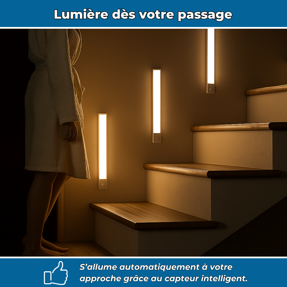 LumiFlex – Éclairage LED 30cm sans fil avec détecteur de mouvement intégré