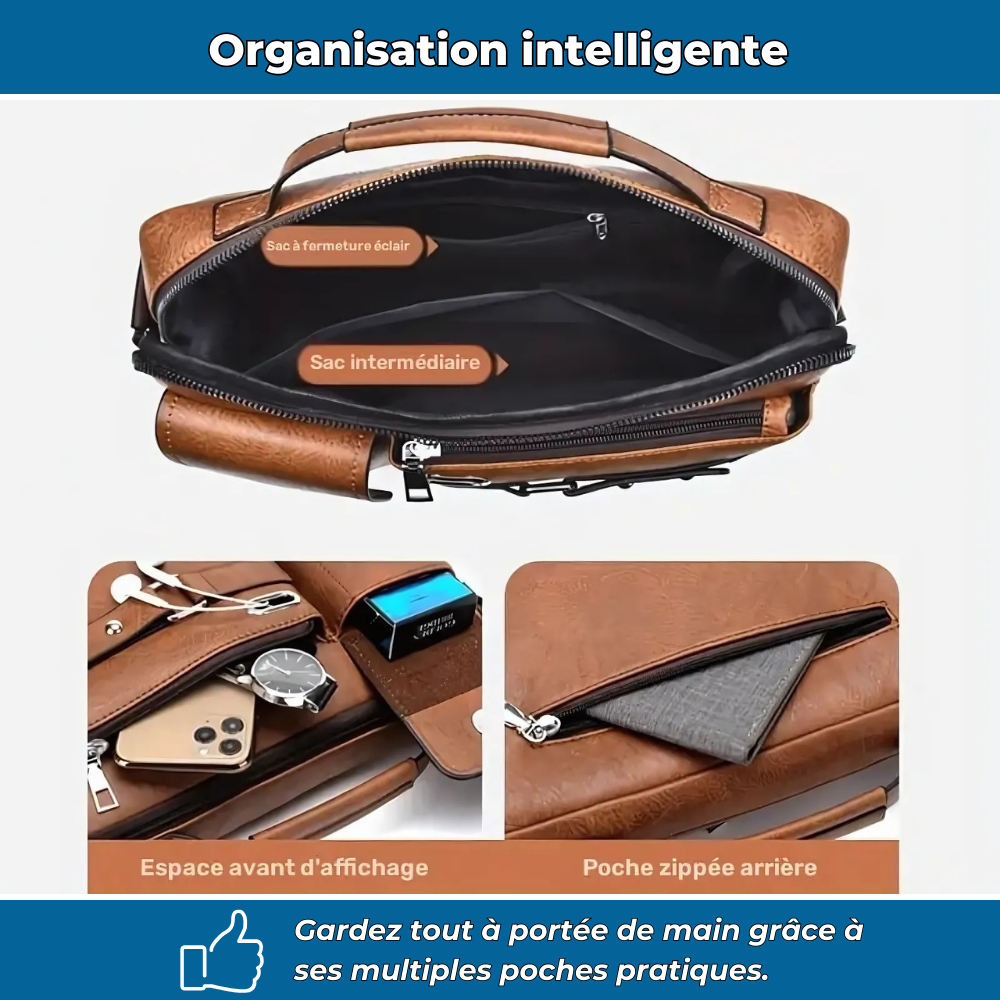 Sac bandoulière homme multi-compartiments