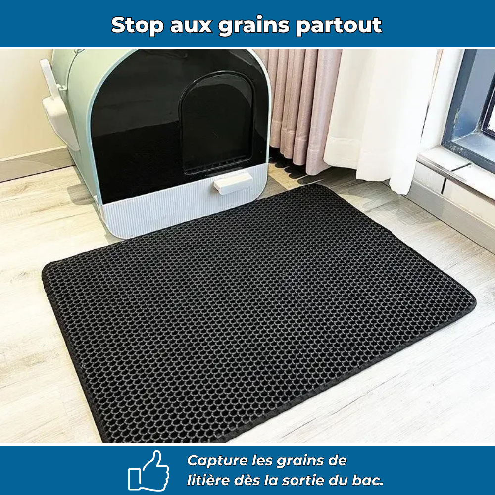 Tapis attrape-litière double couche pour chats