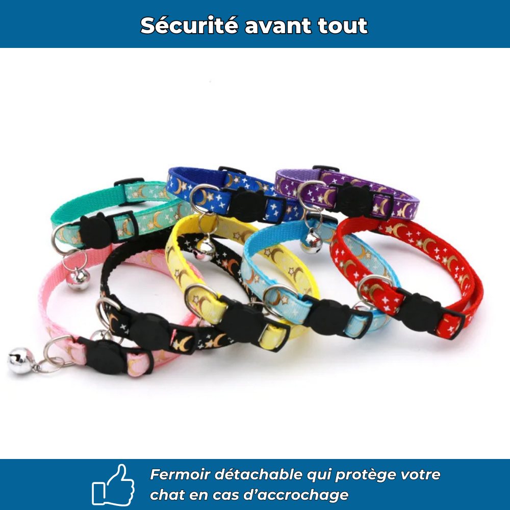 Collier de sécurité réglable pour chat avec clochette