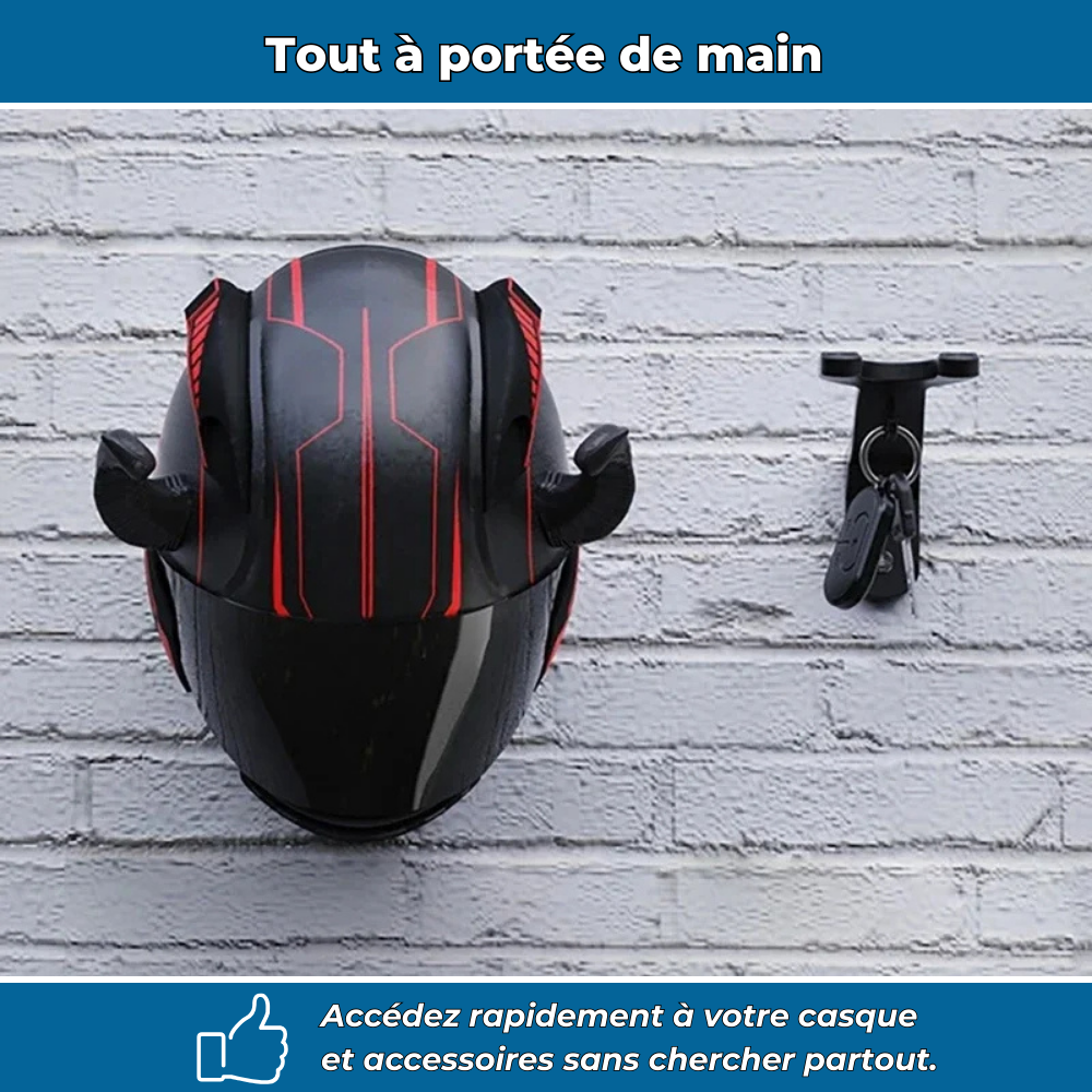 Crochet mural porte-casque moto polyvalent