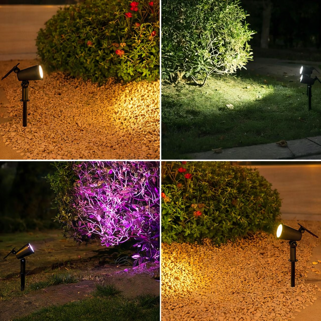 Spot Solaire LED Extérieur Étanche IP65 Orientable – Lampe Jardin à Piquer Rechargeable Solaire – Lot de 2