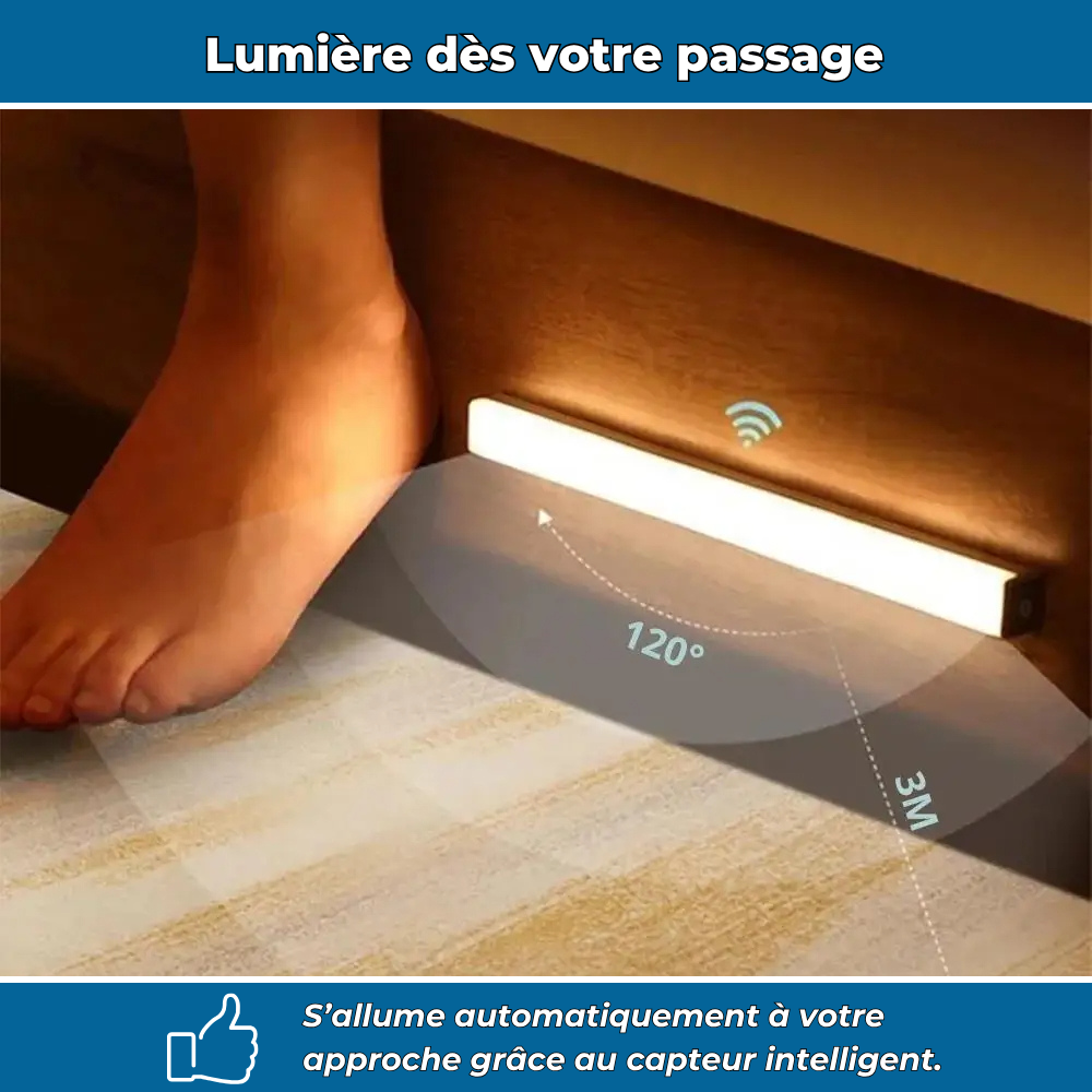 LumiFlex – Éclairage LED 30cm sans fil avec détecteur de mouvement intégré