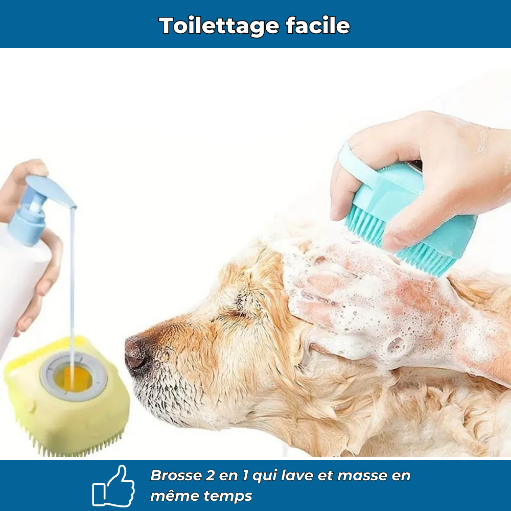 Brosse de bain en silicone pour chiens et chats