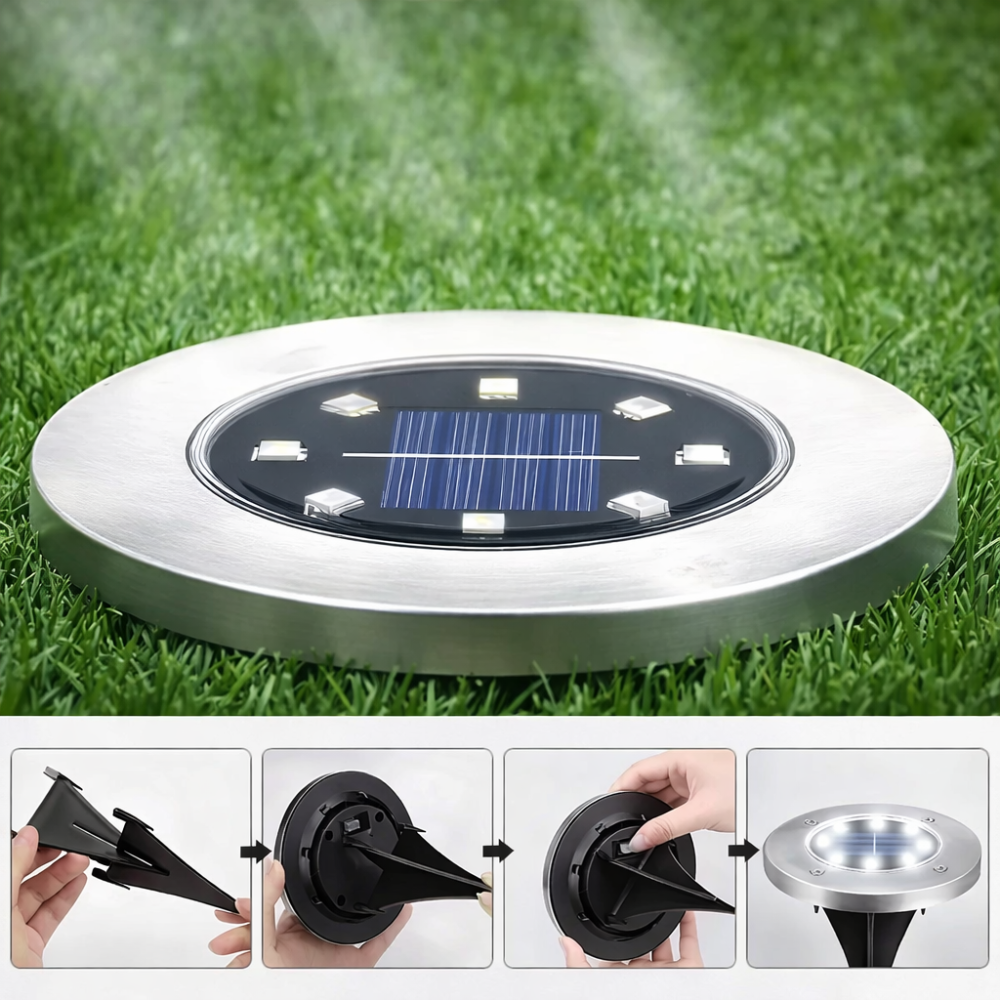Spot Solaire Encastrable Extérieur LED Étanche – Éclairage au Sol pour Marches, Allées et Terrasse – Rechargeable Solaire