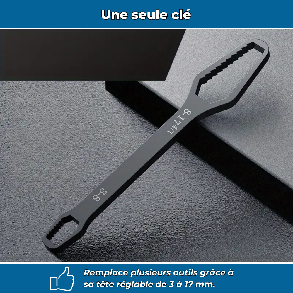 Clé à double tête réglable 3 à 17 mm