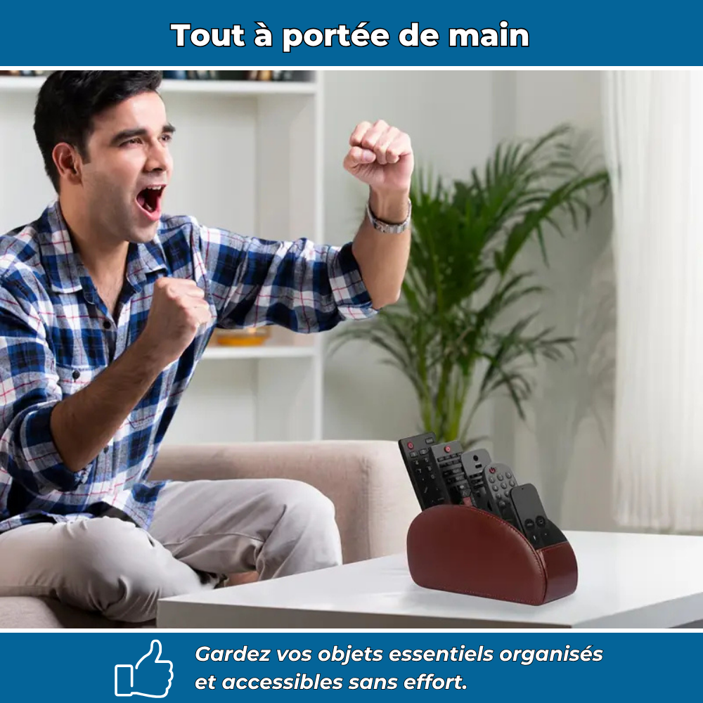 Rangement multifonction pour télécommandes et fournitures