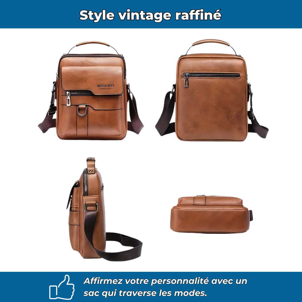 Sac à bandoulière vintage en cuir pour homme