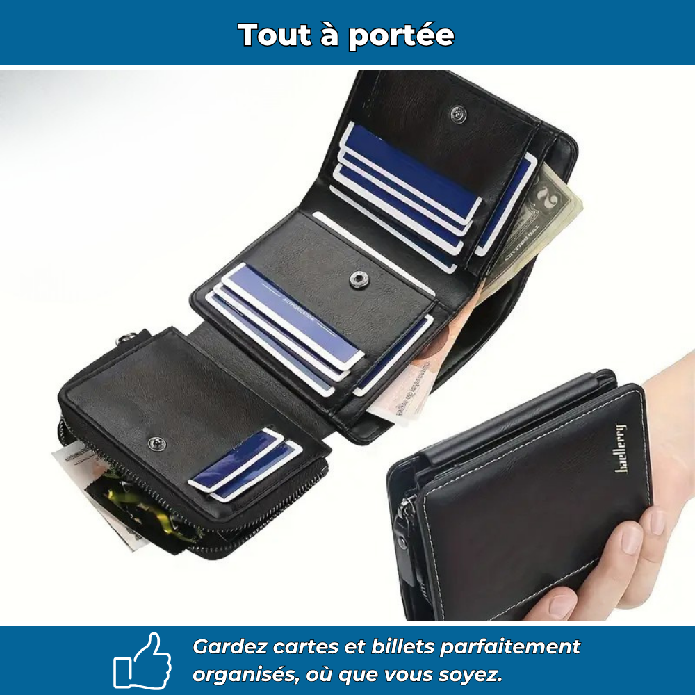 Portefeuille homme à triple pli sécurisé