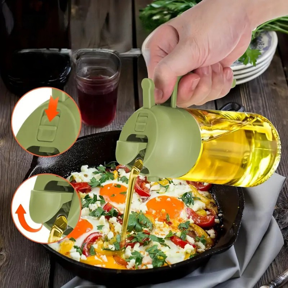 Vaporisateur d’huile d’olive 2 en 1 | Spray et verseur pratique pour cuisson, salade et barbecue
