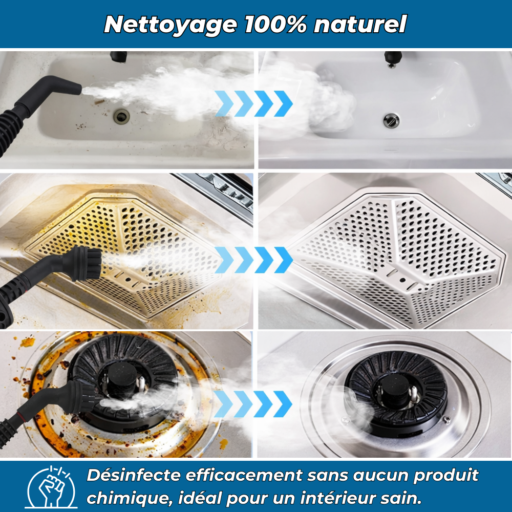 VapoClean™ | Nettoyeur à Vapeur Électrique Haute Pression | Multi-Usages Sans Produits Chimiques
