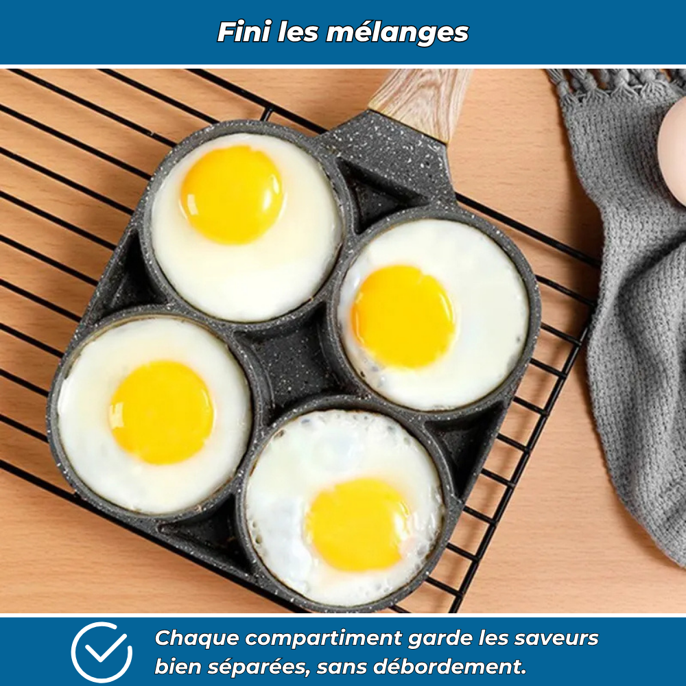 Poêle 4 compartiments antiadhésive pour petits-déjeuners variés