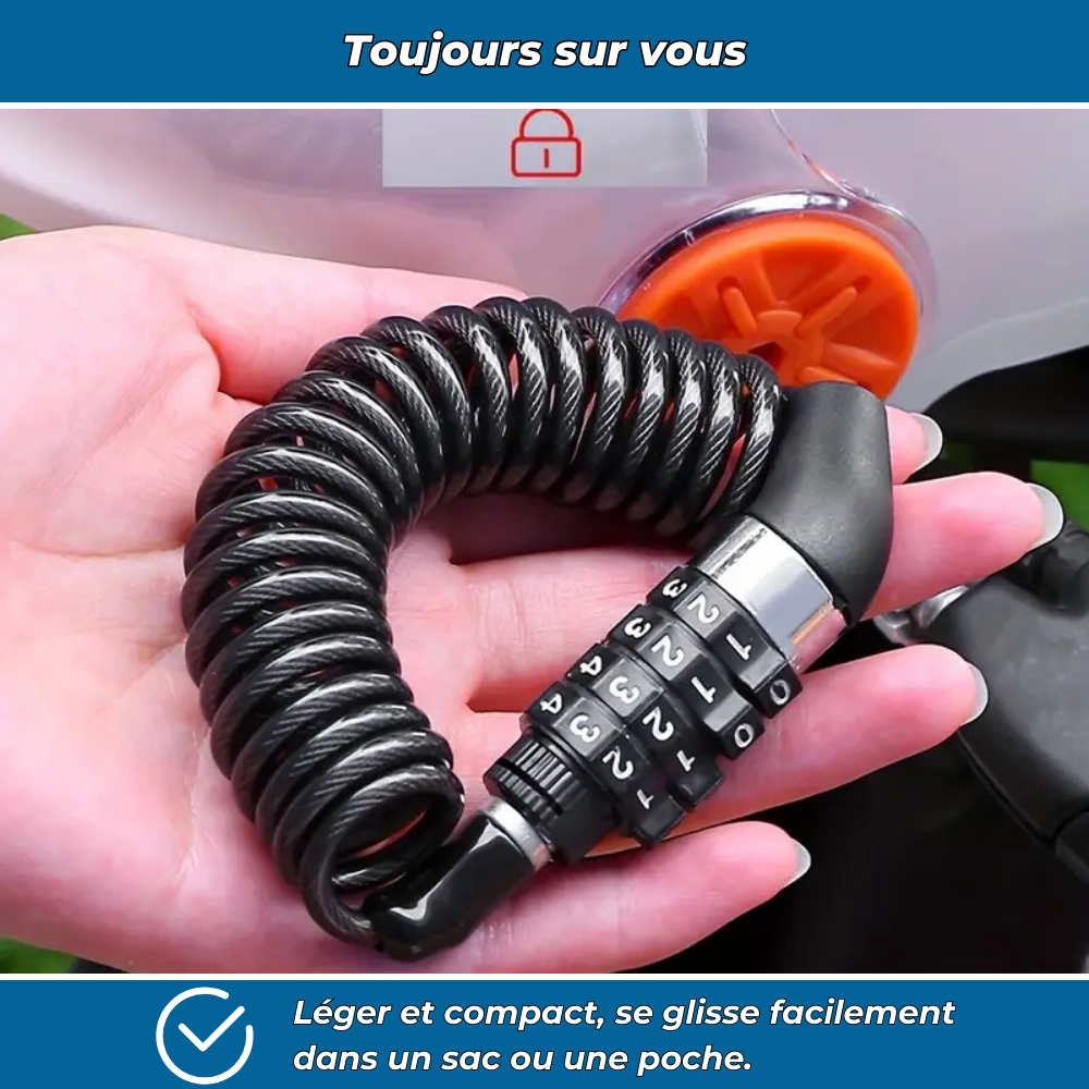 Antivol casque moto câble en acier inoxydable