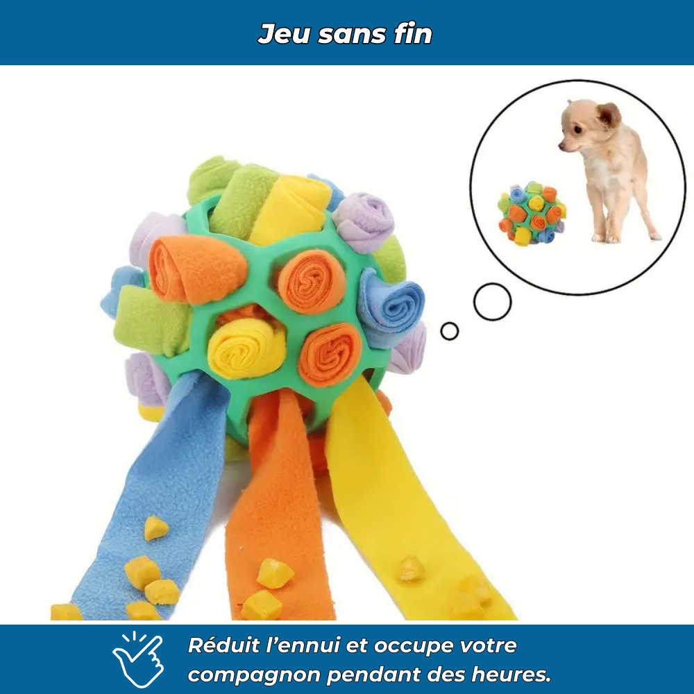 Balle à friandises interactive pour chien