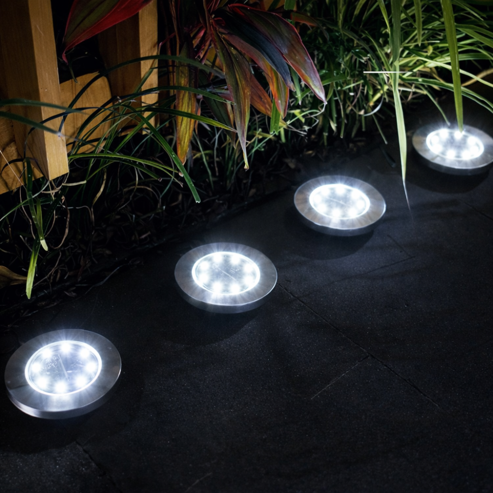 Spot Solaire Encastrable Extérieur LED Étanche – Éclairage au Sol pour Marches, Allées et Terrasse – Rechargeable Solaire
